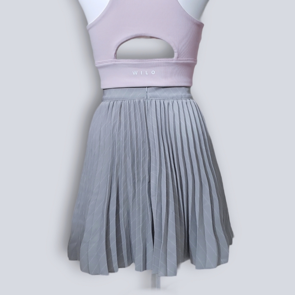 High Waist Pleated Heather Grey Skirt
